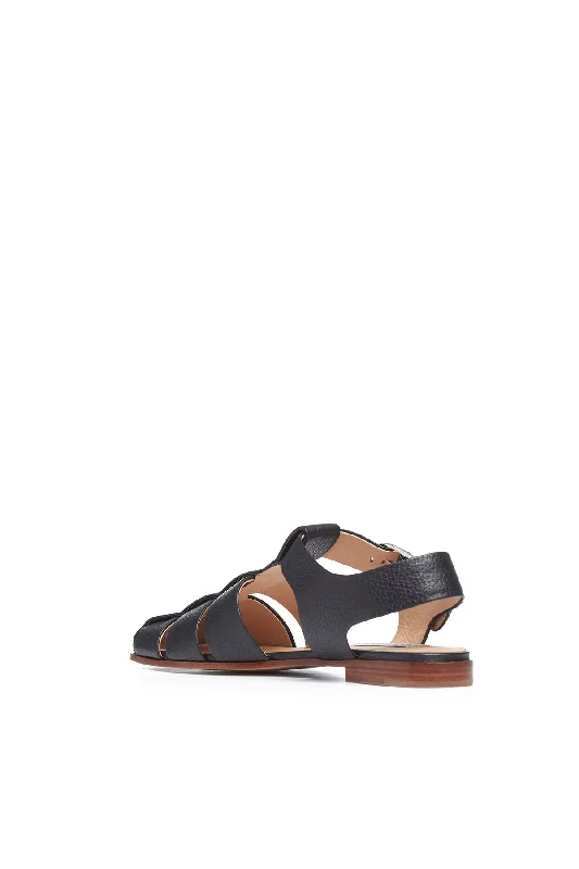 Lynn Sandal in Black Deerskin Leather