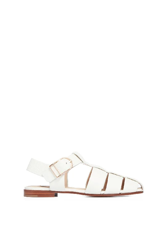 Lynn Sandal in Cream Deerskin Leather