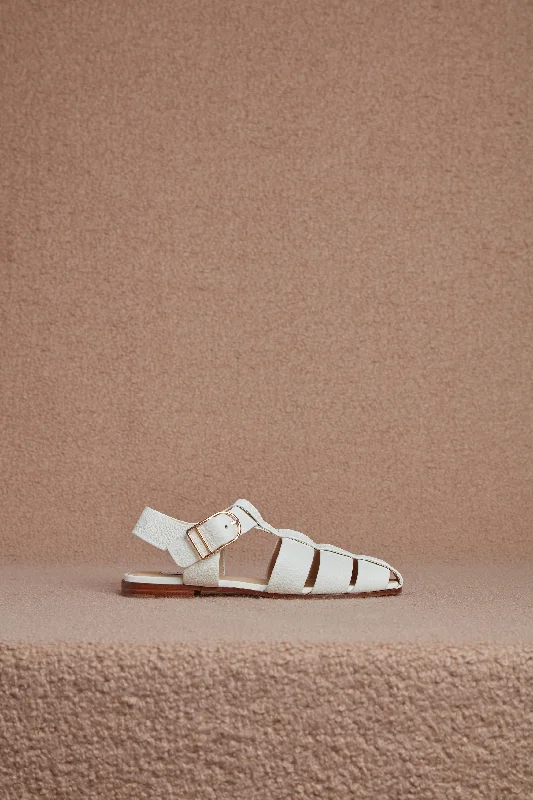 Lynn Sandal in Cream Deerskin Leather