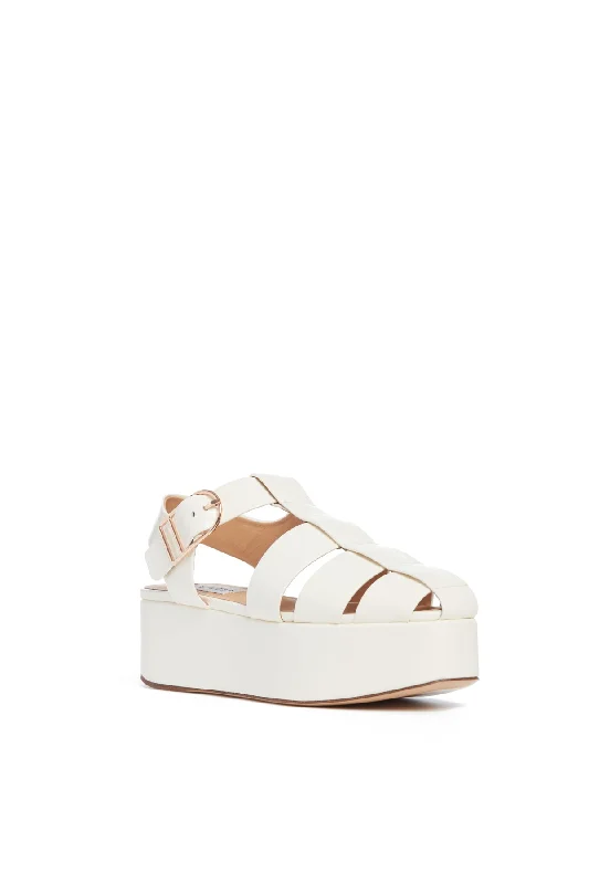 Mila Plateau Sandal in Cream Leather