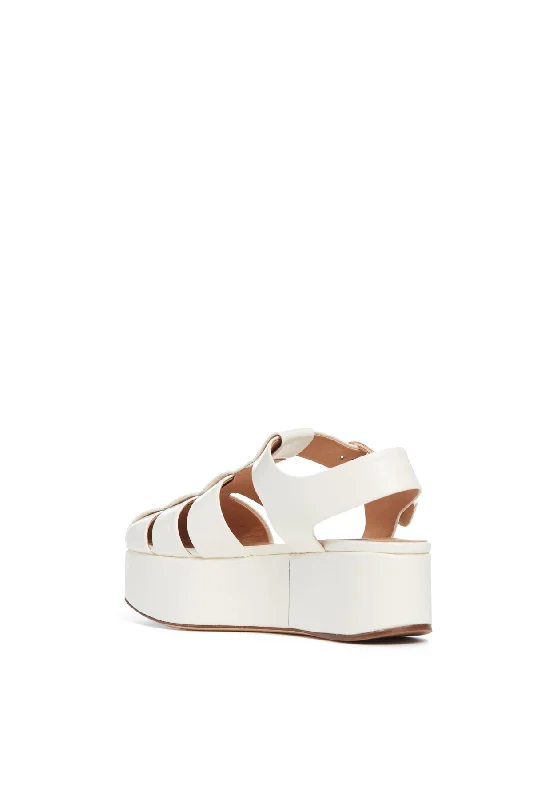 Mila Plateau Sandal in Cream Leather