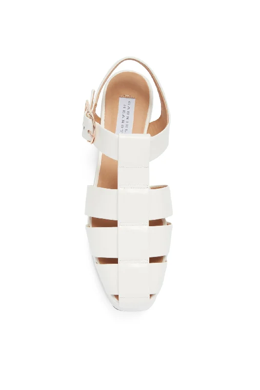 Mila Plateau Sandal in Cream Leather