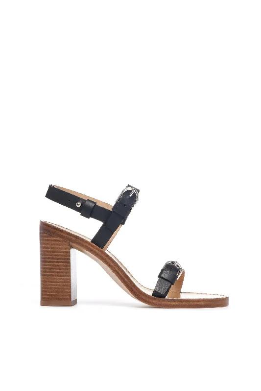 Miraya Strap Sandal in Black Leather