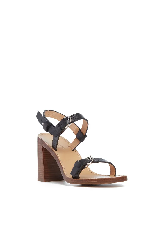 Miraya Strap Sandal in Black Leather