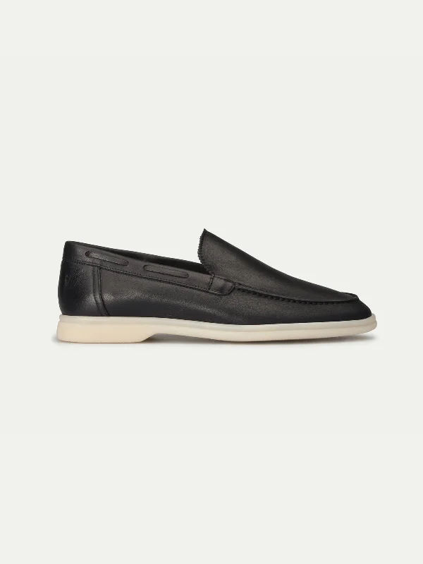 Lady Navy Nappa Yacht Loafers