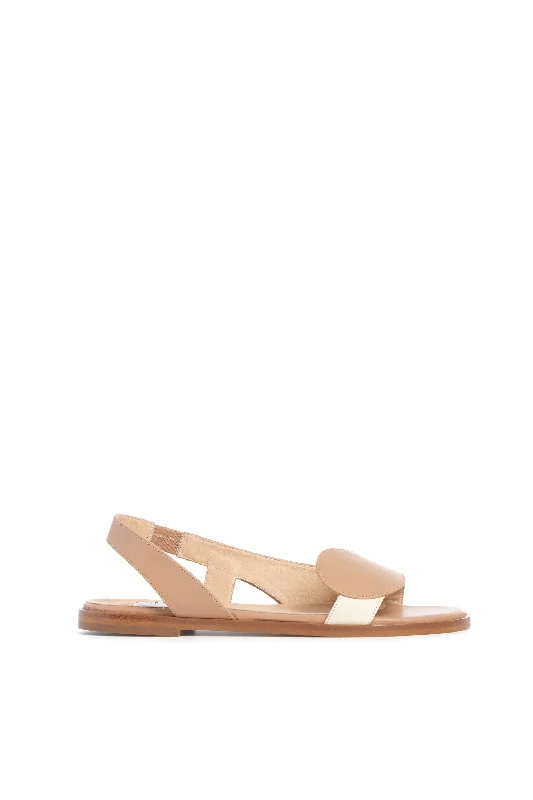 Pippa Flat Sandal in Ivory & Nude Leather