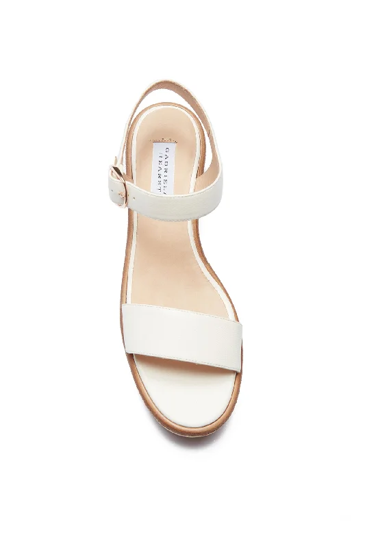 Sardis Platform Sandal in Cream Leather