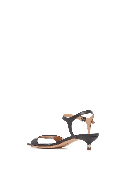 Soraya Low Heel Sandal in Black Leather