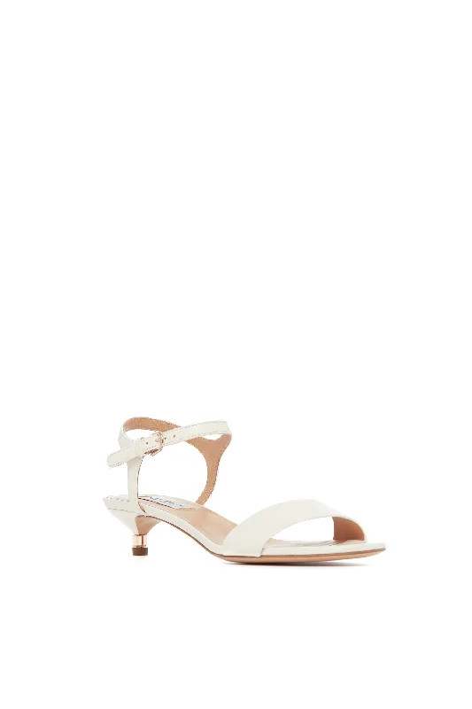 Soraya Low Heel Sandal in Cream Leather