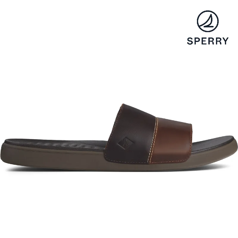 Men's PLUSHWAVE Dock Slide Leather Sandal -  Brown (STS22215)