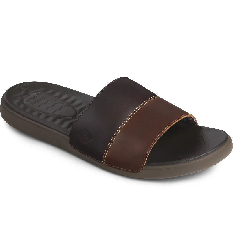 Men's PLUSHWAVE Dock Slide Leather Sandal -  Brown (STS22215)