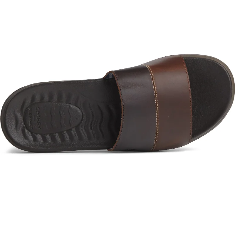 Men's PLUSHWAVE Dock Slide Leather Sandal -  Brown (STS22215)