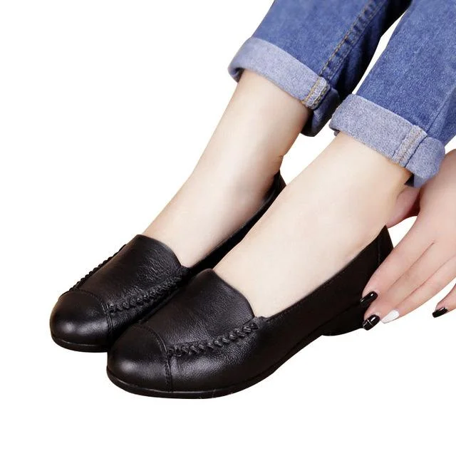 Spring and Autumn Women's Flats Fashion Genuine Leather Soft Shoes