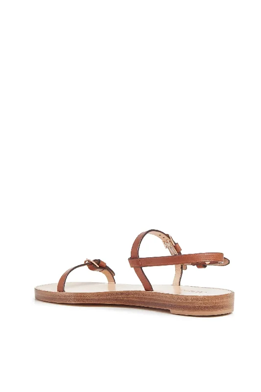 Steward Flat Sandal in Cognac Leather