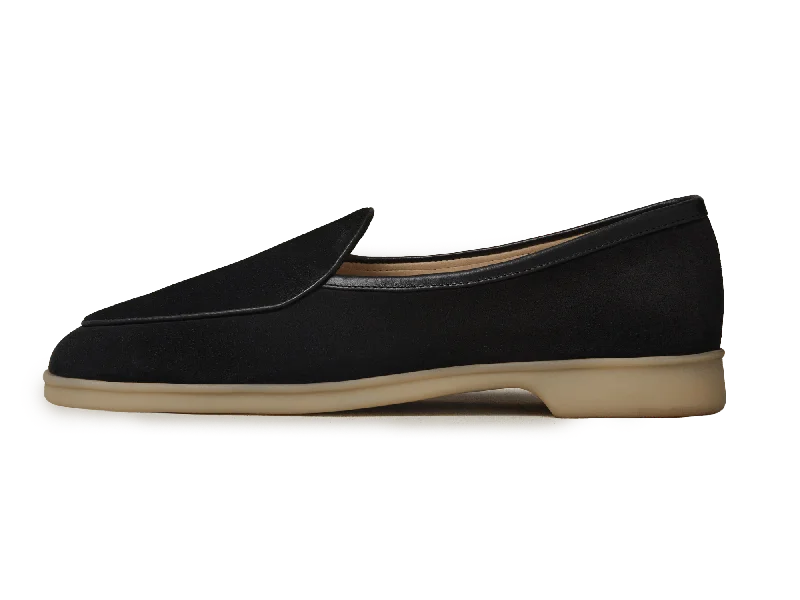 Stride Loafers in Black Suede Natural Sole