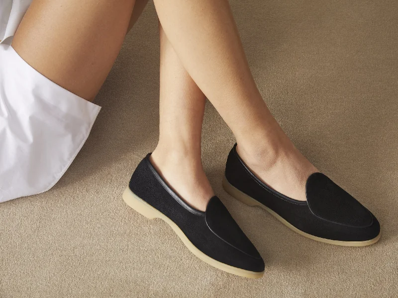 Stride Loafers in Black Suede Natural Sole