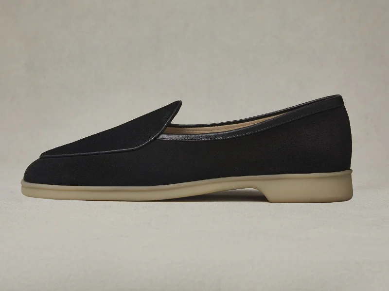 Stride Loafers in Black Suede Natural Sole