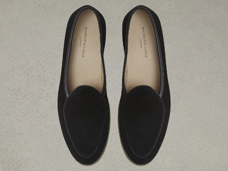 Stride Loafers in Black Suede Natural Sole