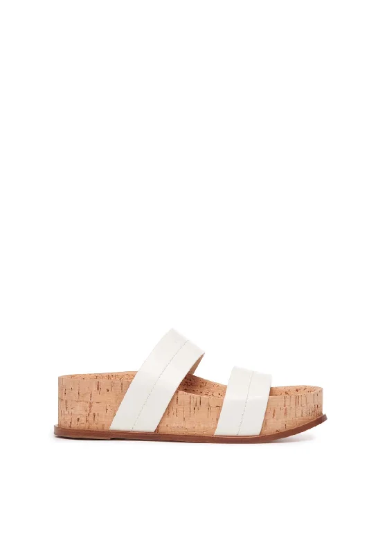 Strike Platform Sandal in Cream Leather