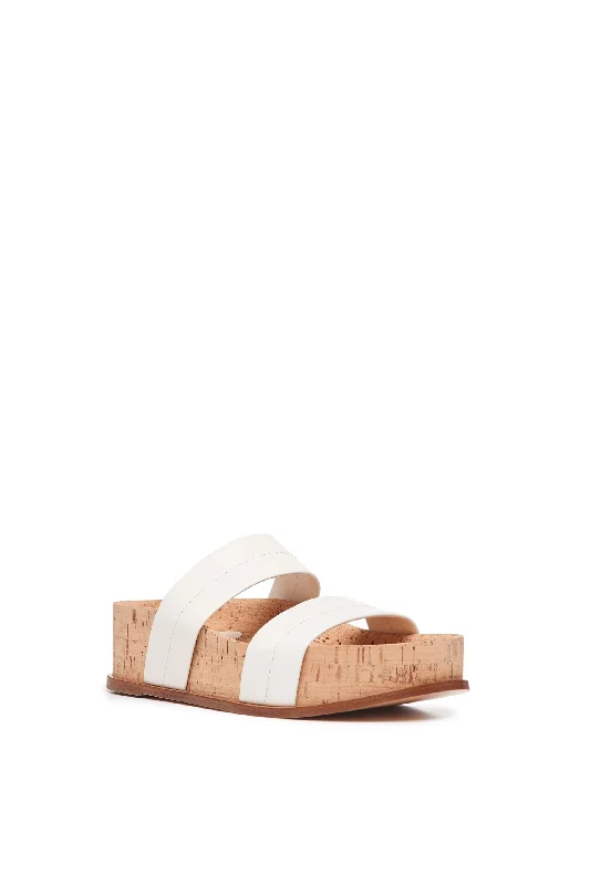 Strike Platform Sandal in Cream Leather