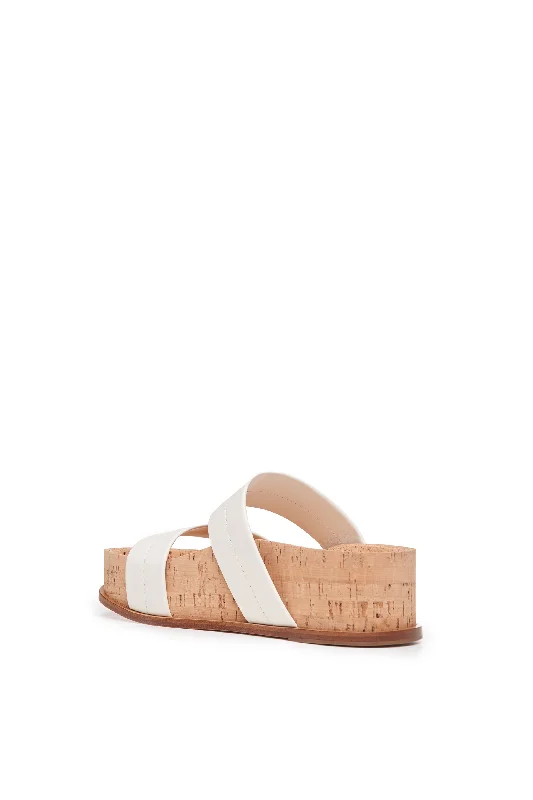 Strike Platform Sandal in Cream Leather