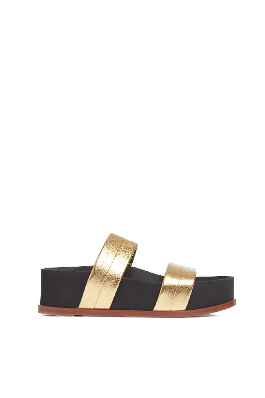 Striker Platform Sandal in Gold Leather