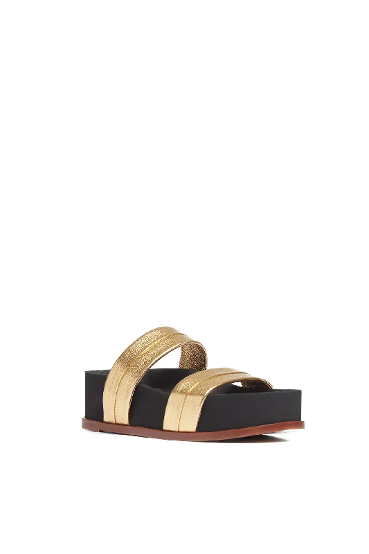 Striker Platform Sandal in Gold Leather