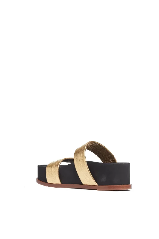 Striker Platform Sandal in Gold Leather