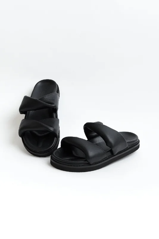 Tactful Black Leather Slide