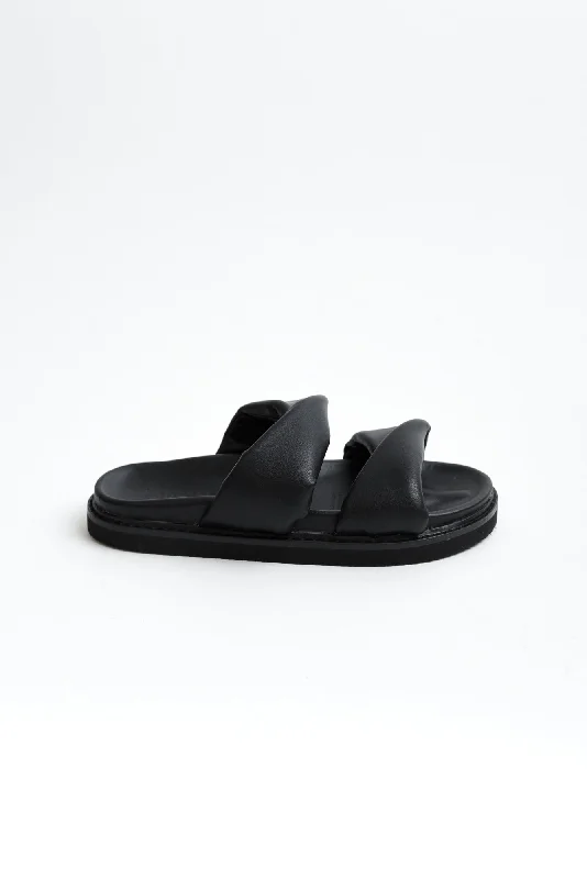 Tactful Black Leather Slide