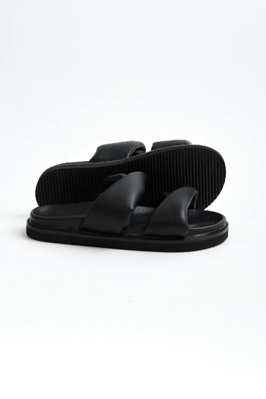 Tactful Black Leather Slide