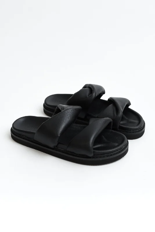 Tactful Black Leather Slide