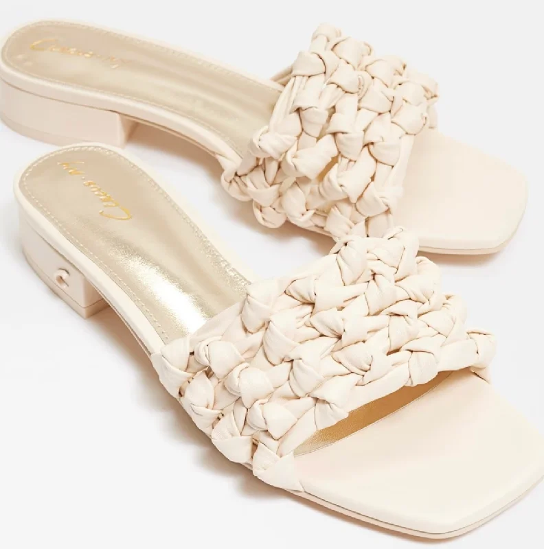 Woven Slide Sandal Shoe in Cream or Black