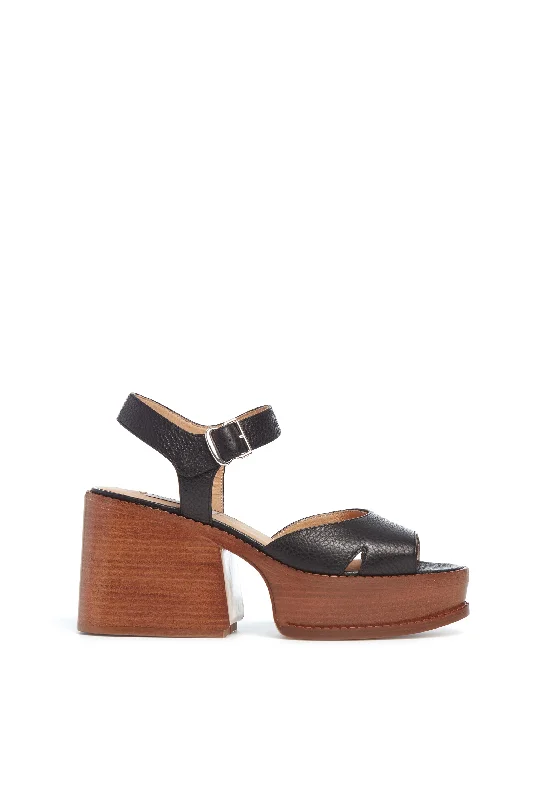 Zuri Platform Sandal in Black Leather