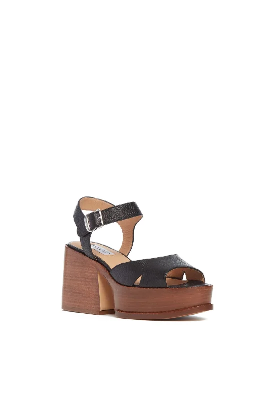 Zuri Platform Sandal in Black Leather