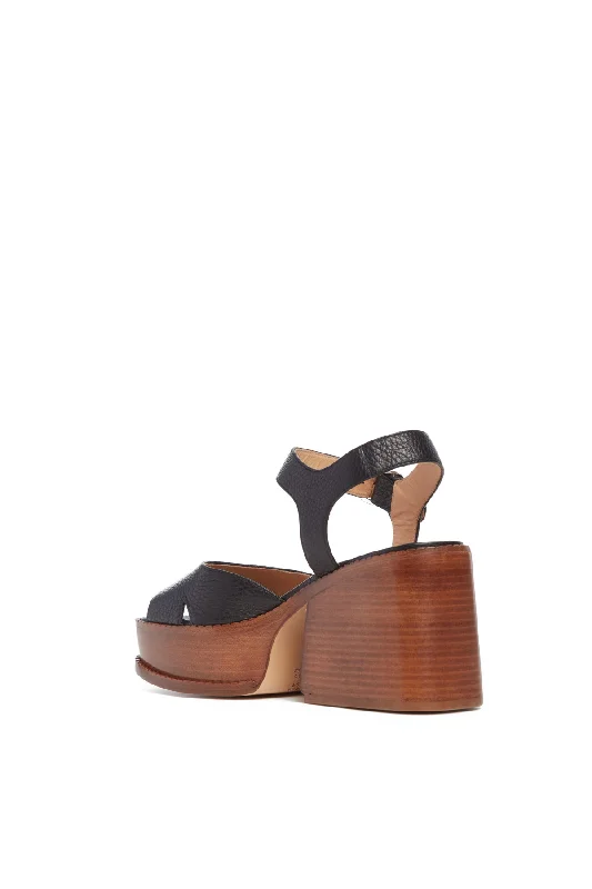 Zuri Platform Sandal in Black Leather