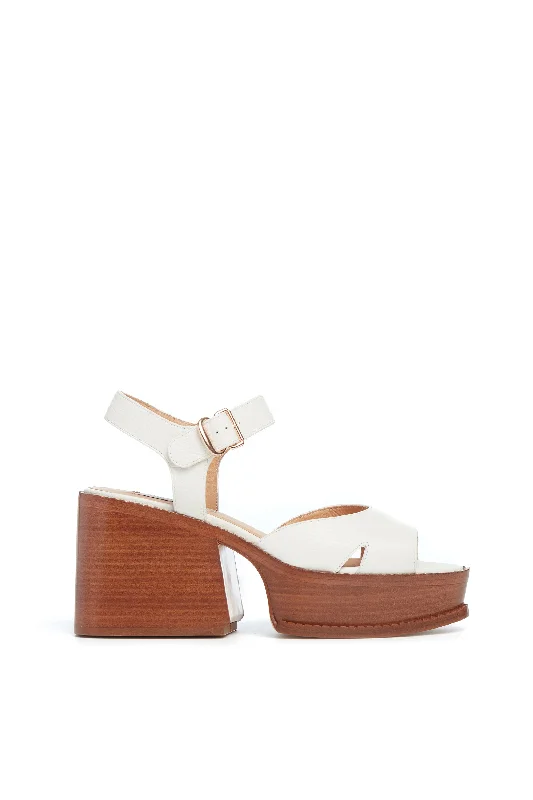 Zuri Platform Sandal in Cream Leather