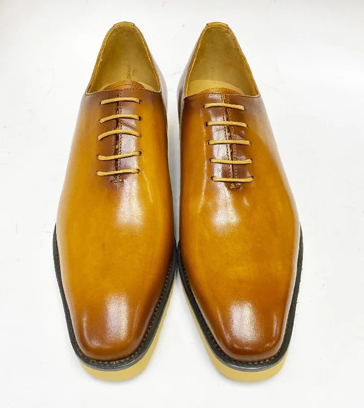 Burnished Calfskin Lace-Up Shoe Cognac