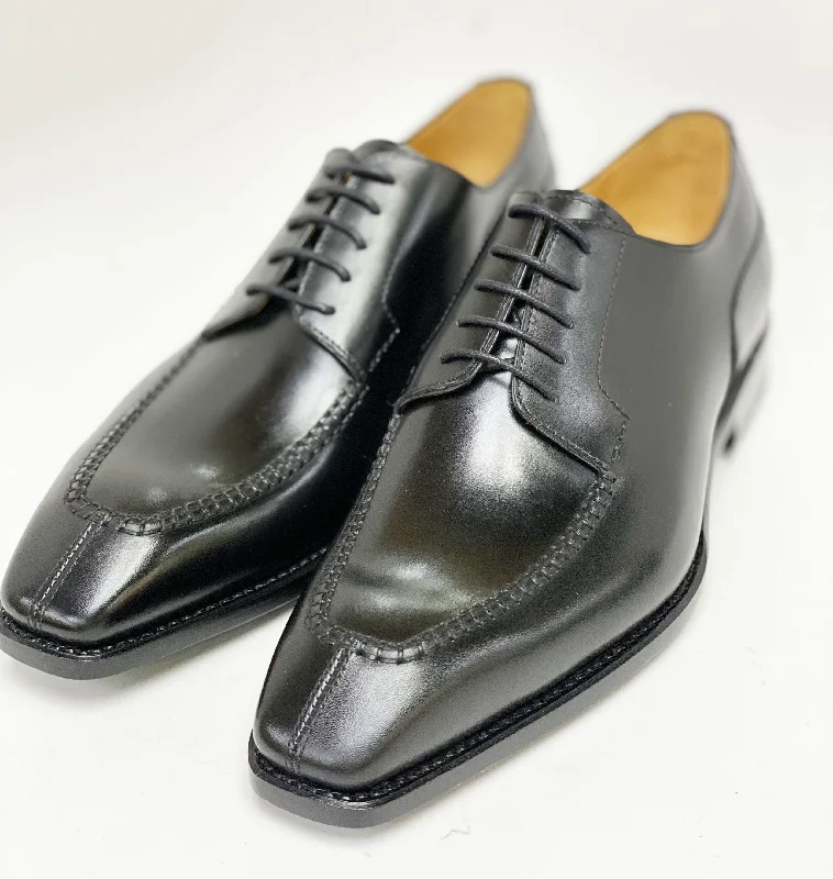 ""Norman"" Burnished Calfskin Lace-Up Split-Toe Oxford Black