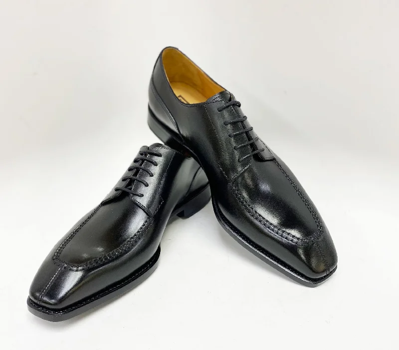 ""Norman"" Burnished Calfskin Lace-Up Split-Toe Oxford Black