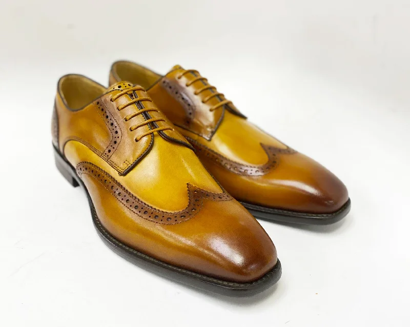 Burnished Leather Lace-Up Shoe Tan/Cognac