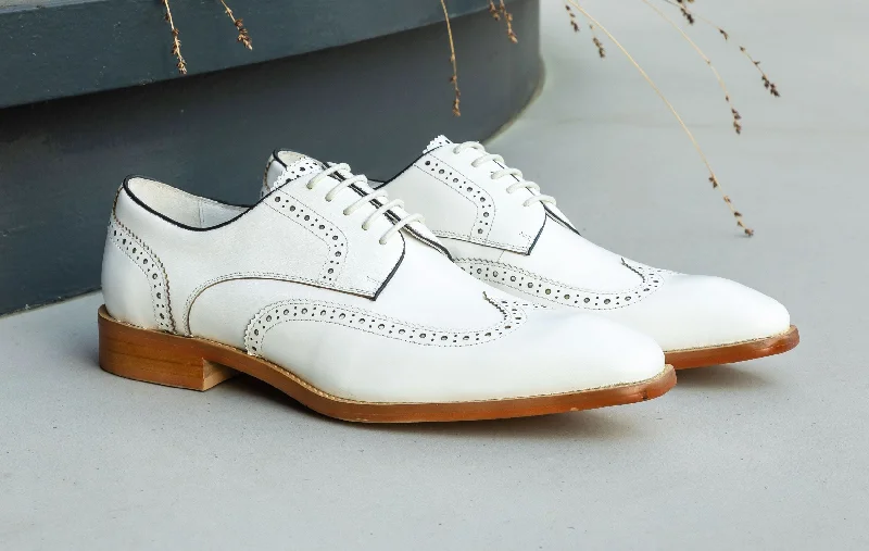 Burnished Leather Lace-Up Shoe White