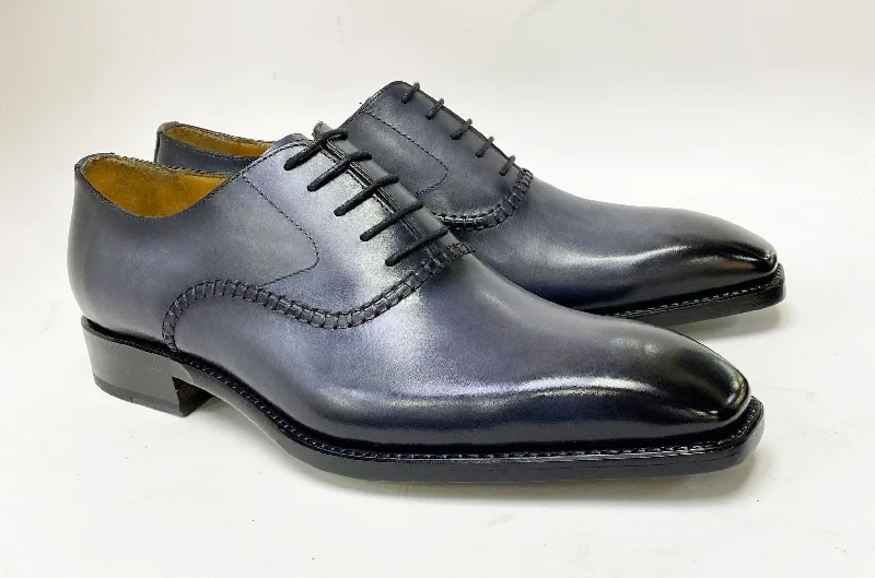 ""Daniel"" Burnished Calfskin Lace-Up Oxford Grey