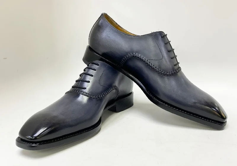 ""Daniel"" Burnished Calfskin Lace-Up Oxford Grey