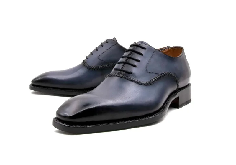 ""Daniel"" Burnished Calfskin Lace-Up Oxford Grey