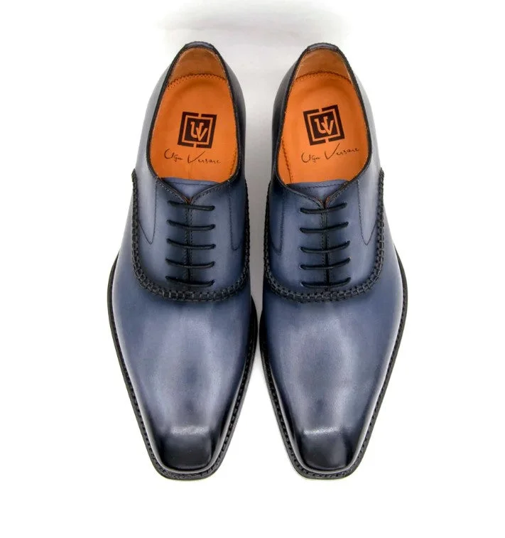 ""Daniel"" Burnished Calfskin Lace-Up Oxford Grey