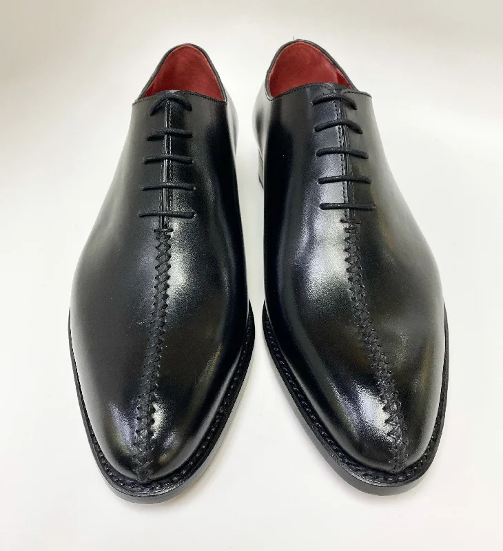 ""Derrick"" Burnished Calfskin Lace-Up Oxford Black