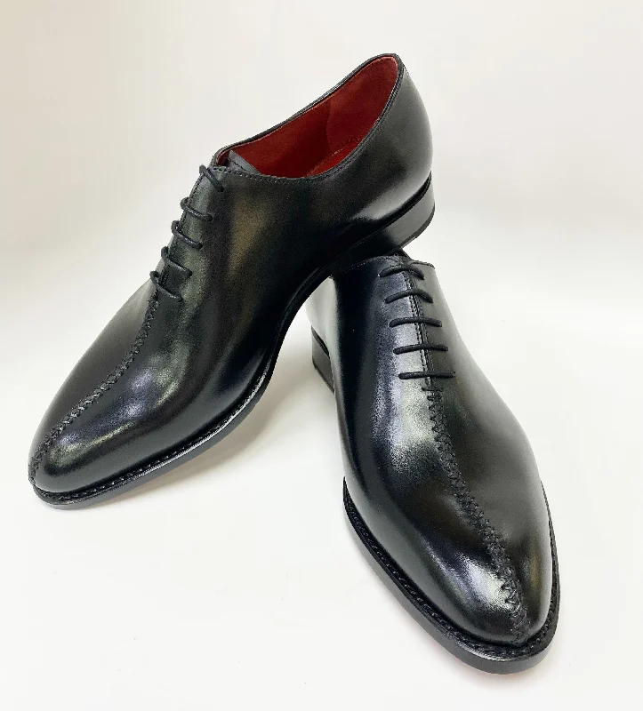 ""Derrick"" Burnished Calfskin Lace-Up Oxford Black