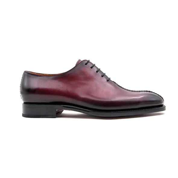 ""Derrick"" Burnished Calfskin Lace-Up Oxford Burgundy