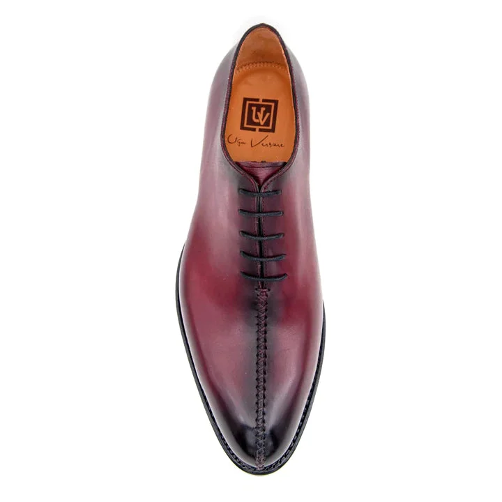 ""Derrick"" Burnished Calfskin Lace-Up Oxford Burgundy